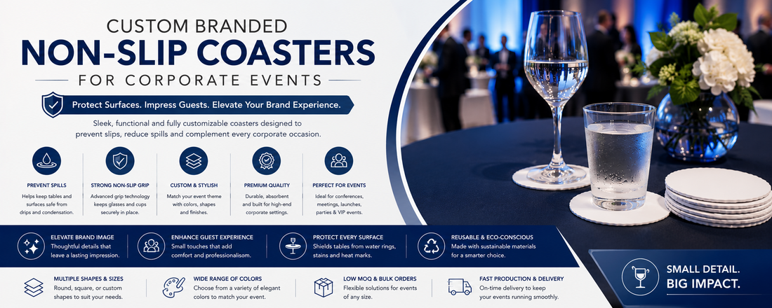 Custom Branded Non-Slip Coasters for Corporate Events