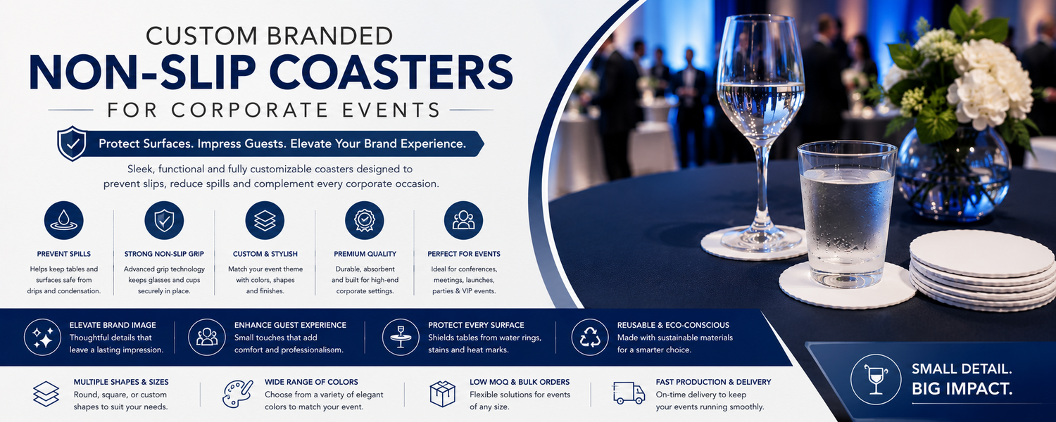Custom Branded Non-Slip Coasters for Corporate Events